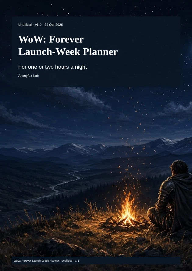 Actual A4 colour PDF cover with original campfire illustration
